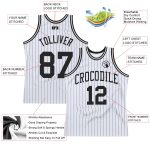 Custom Name and Number Personalized Black White Pinstripe Authentic Basketball Jersey Personalized White Black Pinstripe
