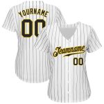 Custom Black-Gold Pinstripe Baseball Jersey with Personalized Name and Number - Authentic Team Gear Personalized White Black