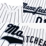 Personalized Black-Gray Pinstripe Baseball Jersey - Authentic Custom White and Black Design Personalized White Black Pinstripe