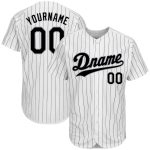 Custom Name Number Authentic Baseball Jersey Pinstripe White Black Gray Personalized White Black Pinstripe Black-Gray Authentic