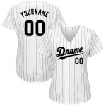Custom Name Number Authentic Baseball Jersey Pinstripe White Black Gray Personalized White Black Pinstripe Black-Gray Authentic
