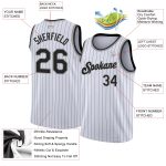 Custom Name Number Personalized Black-Gray Pinstripe Basketball Jersey for Team - Authentic Design Personalized White Black