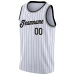 Custom Name Number Personalized Black-Gray Pinstripe Basketball Jersey for Team - Authentic Design Personalized White Black