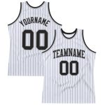Personalized Black Gray Pinstripe Basketball Jersey - Authentic Sportswear Personalized White Black Pinstripe Black-Gray