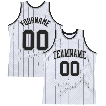 Personalized Black Gray Pinstripe Basketball Jersey - Authentic Sportswear Personalized White Black Pinstripe Black-Gray