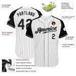 Custom Name Number Baseball Jersey - Personalized Black White Pinstripe Authentic Raglan Sleeves Personalized White Black