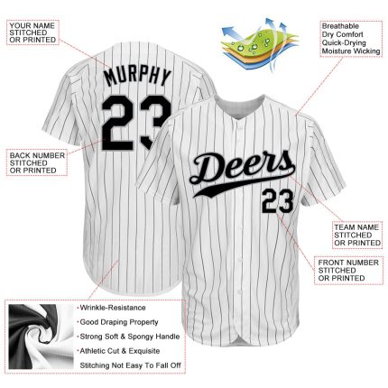 Custom Name and Number Softball Jersey - Personalized Authentic Black Gray White Pinstripe Design Personalized White Black