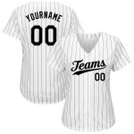 Custom Name and Number Softball Jersey - Personalized Authentic Black Gray White Pinstripe Design Personalized White Black