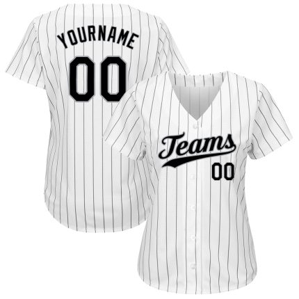 Custom Name and Number Softball Jersey - Personalized Authentic Black Gray White Pinstripe Design Personalized White Black