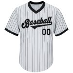 Customizable Baseball Jersey Shirt - Personalized Rib-Knit Throwback with Pinstripe in Black and Gray - Team Name & Number