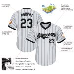 Customizable Baseball Jersey Shirt - Personalized Rib-Knit Throwback with Pinstripe in Black and Gray - Team Name & Number