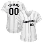 Custom Team Baseball Jersey with Personalized Name and Number - White Black Pinstripe Black-Gray 4968 Personalized White