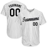 Custom Name Number Baseball Jersey - Personalized Black Gray White Pinstripe Team Apparel Personalized White Black Pinstripe