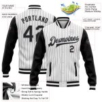 Custom Name Number Two-Tone Bomber Jacket Personalized Varsity Letterman Black Gray Pinstripe Full-Snap Team Edition Personalized