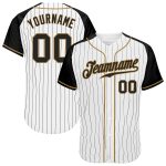 Custom Team Baseball Jersey with Personalized Name & Number - White Black Pinstripe Raglan Sleeves Personalized White Black
