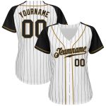 Custom Team Baseball Jersey with Personalized Name & Number - White Black Pinstripe Raglan Sleeves Personalized White Black