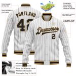 Custom Team Name Number Black White Pinstripe Bomber Varsity Letterman Jacket Full-Snap Personalized Personalized White Black