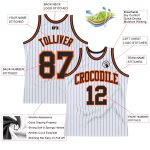 Custom Personalized Basketball Jersey with Name and Number - White Black Pinstripe Black-Orange Authentic Design Personalized