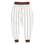 Custom Team Name and Number Sports Pants - Personalized Black-Orange Pinstripe Design Personalized White Black Pinstripe
