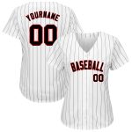 Custom Name Number Personalized Black Red Pinstripe Baseball Jersey - Authentic Team Jersey Personalized White Black Pinstripe