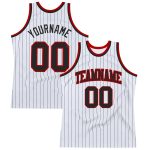 Custom Name Number Personalized Black-Red Basketball Jersey White Black Pinstripe Authentic Team Design Personalized White