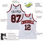 Custom Name Number Personalized Black-Red Basketball Jersey White Black Pinstripe Authentic Team Design Personalized White