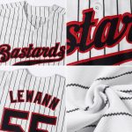 Custom Name Number Personalized Authentic Softball Jersey - Black Red White Black Pinstripe Team Apparel Personalized White