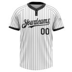 Custom Name Number Unisex Softball Jersey Personalized Black White Pinstripe Two-Button Design Personalized White Black Pinstripe