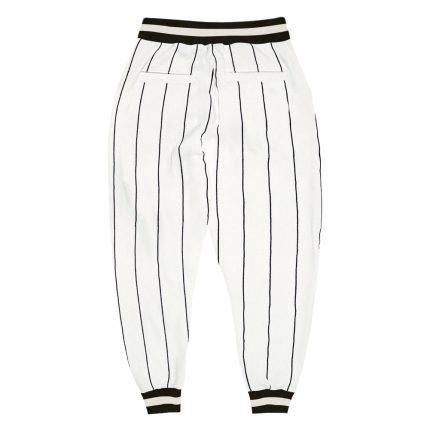 Custom Team Sports Pants with Personalized Name and Number, Black-White Pinstripe Design Personalized White Black Pinstripe