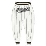 Custom Team Sports Pants with Personalized Name and Number, Black-White Pinstripe Design Personalized White Black Pinstripe
