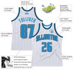 Custom Basketball Jersey with Pinstripes - Personalized Team Name and Number in White, Black, Blue-Gray Personalized White