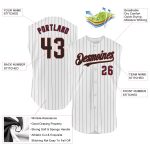Customizable Crimson City Cream Baseball Jersey with Personalized Name and Number - Authentic Sleeveless Design in Black White Pinstripes