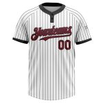 Custom Name and Number Unisex Softball Jersey, Personalized Two-Button in White Black Pinstripe - Team Apparel Personalized
