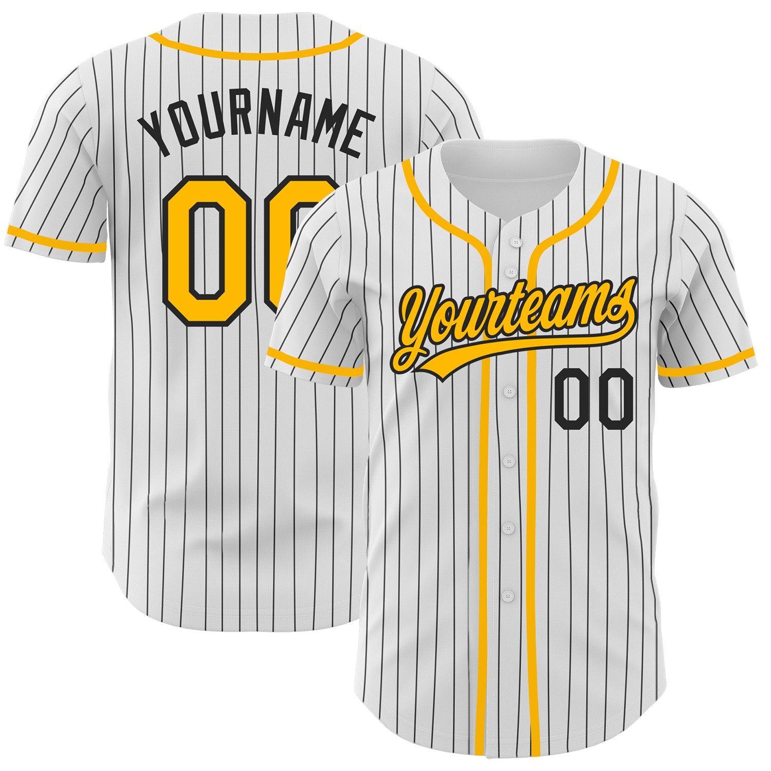Custom Name and Number Authentic Baseball Jersey - Personalized Black White Pinstripe Design Personalized White Black Pinstripe