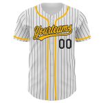 Custom Name and Number Authentic Baseball Jersey - Personalized Black White Pinstripe Design Personalized White Black Pinstripe