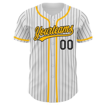 Custom Name and Number Authentic Baseball Jersey - Personalized Black White Pinstripe Design Personalized White Black Pinstripe