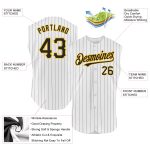 Customizable Black White Pinstripe Gold Baseball Jersey with Personalized Name and Number - Sleeveless Team Apparel Personalized