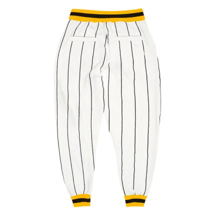 Custom Team Name Number Sports Pants - Personalized Black White Pinstripe Gold-Black Personalized White Black Pinstripe Gold-Black