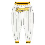 Custom Team Name Number Sports Pants - Personalized Black White Pinstripe Gold-Black Personalized White Black Pinstripe Gold-Black