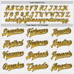 Custom Team Name Number Varsity Letterman Jacket Gold Black Pinstripe Full-Snap White Bomber Personalized White Black Pinstripe