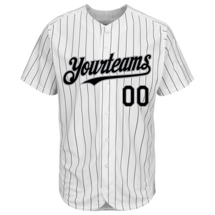 Personalized Authentic Baseball Jersey - White Black Gray Pinstripe Design Personalized White Black Pinstripe Gray Authentic