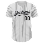 Custom Name and Number Authentic Baseball Jersey - Personalized White Black Pinstripe Gray Team Jersey Personalized White