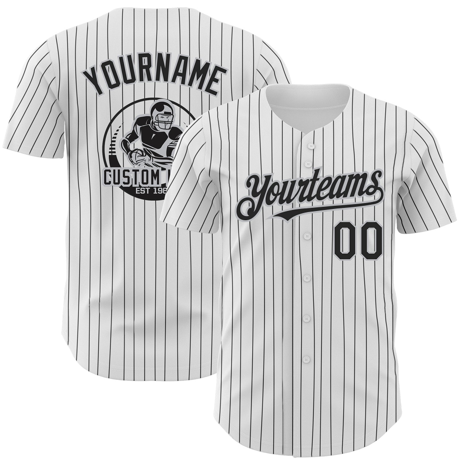 Custom Name and Number Authentic Baseball Jersey - Personalized White Black Pinstripe Gray Team Jersey Personalized White