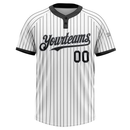 Custom Name Number Unisex Softball Jersey Gray Black White Pinstripe Two-Button Design for Teams Personalized White Black