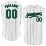 Custom Green Pinstripe Baseball Jersey with Personalized Name & Number - Authentic Sleeveless Design Personalized White Black