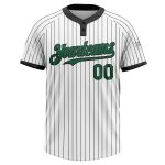 Custom Name and Number Softball Jersey Unisex Two-Button Kelly Green with Black White Pinstripe Personalized White Black