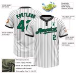 Custom Name and Number Softball Jersey Unisex Two-Button Kelly Green with Black White Pinstripe Personalized White Black