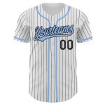 Custom Name and Number Authentic Baseball Jersey Personalized White Black Pinstripe Light Blue Team Jersey Personalized White