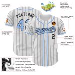 Custom Name and Number Authentic Baseball Jersey Personalized White Black Pinstripe Light Blue Team Jersey Personalized White