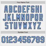 Custom Team Name Number Bomber Varsity Letterman Jacket Light Blue Black Pinstripe Personalized Full-Snap Personalized White
